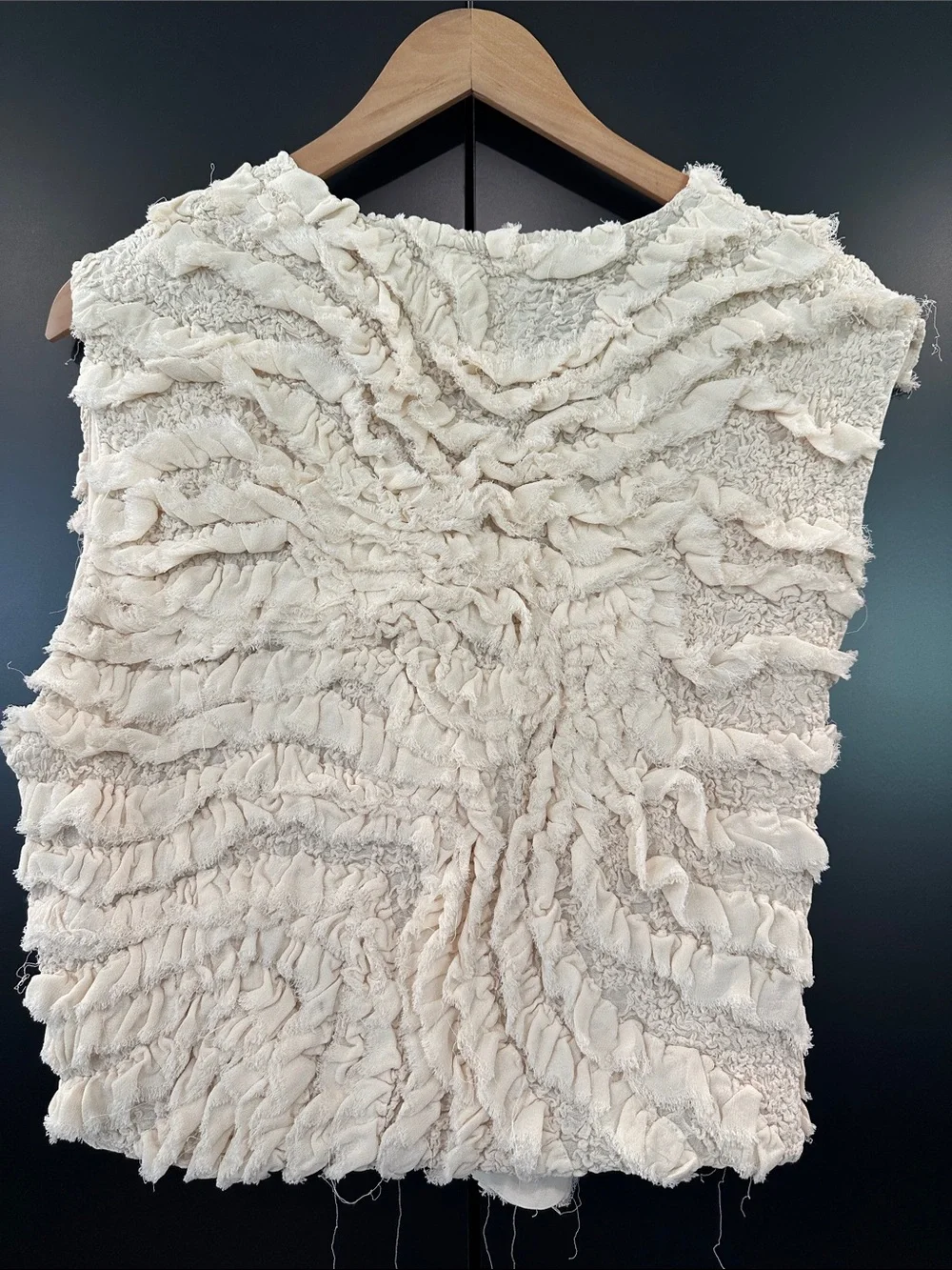 Zara Kids x Fanglu‎ Lin Cream Textured Ruffle Wrap Top Sleeveless NEW